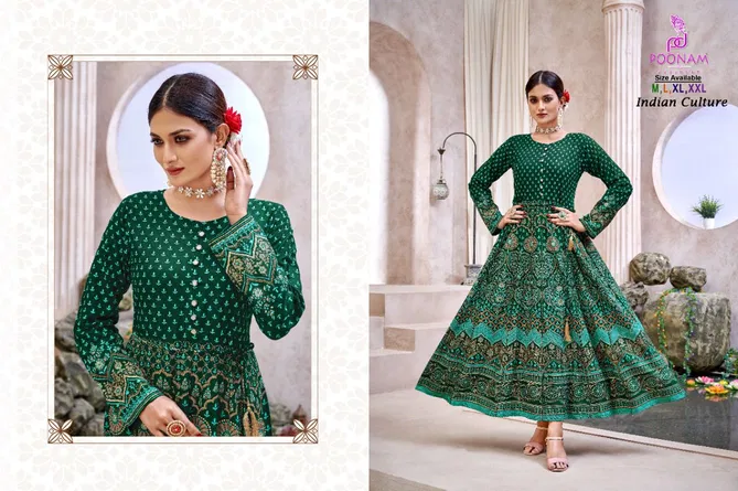 Poonam Indian Culture Printed Ethnic Wear Wholesale Anarkali Catalog
